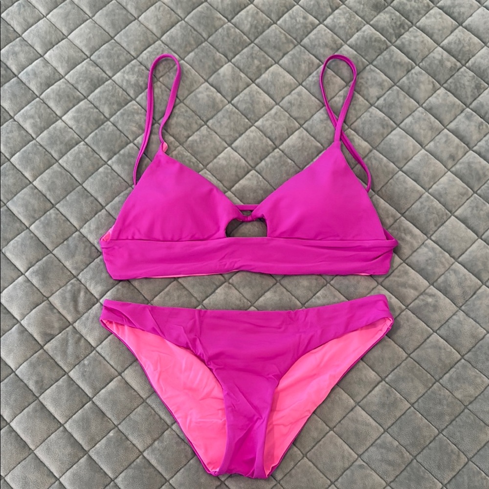Hurley Pink Bikini Swimwear Set Reversible